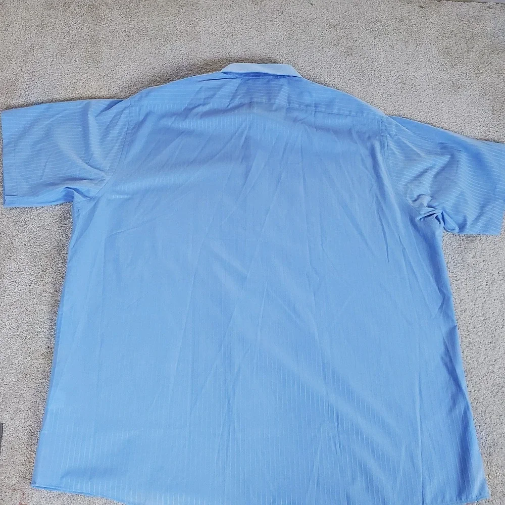 Arrow Men's Button Up Shirt 17 17.5 XL Blue Subtle Stripe Wrinkle‎ Free